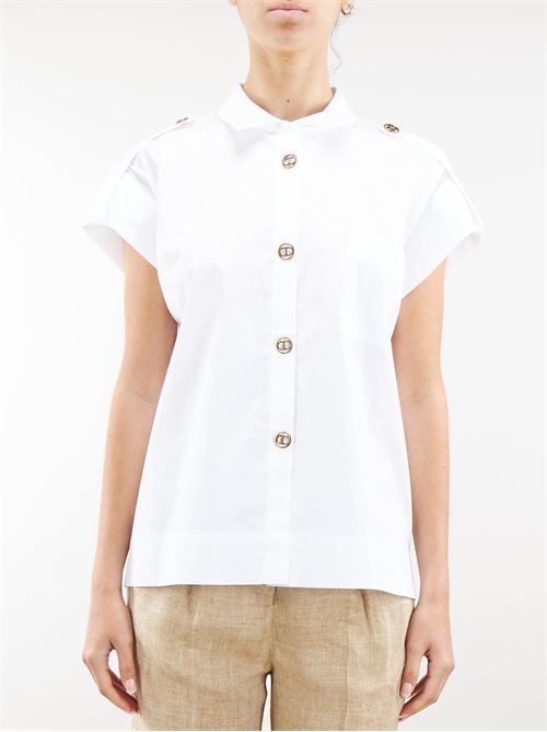 Cotton shirt with gold logo buttons Twinset TWIN SET |  | TT21941